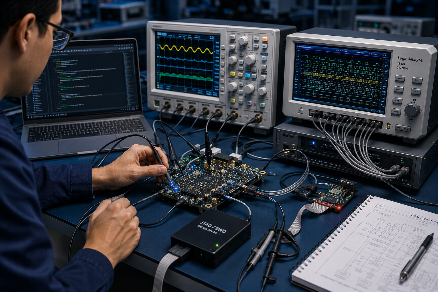 Oscilloscope and logic analyzer used for embedded validation